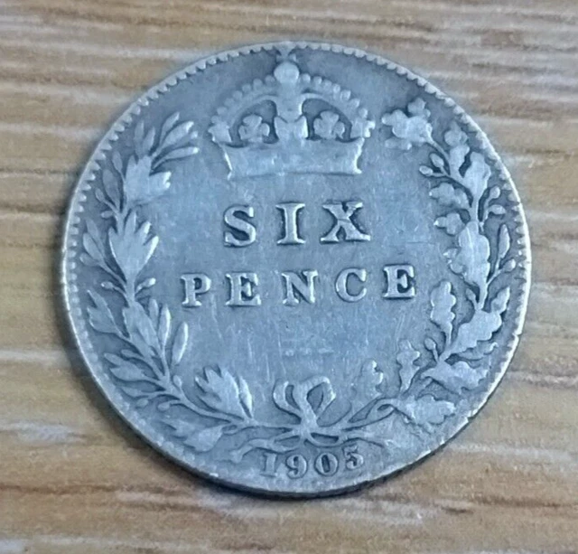 1905 Edward VII Silver Sixpence in Good Condition