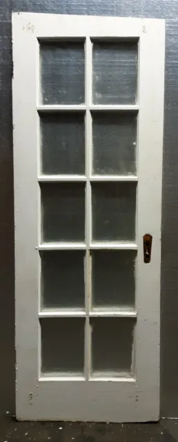 28"x79" Antique Vintage Old Wooden Wood Interior French Door Window Wavy Glass