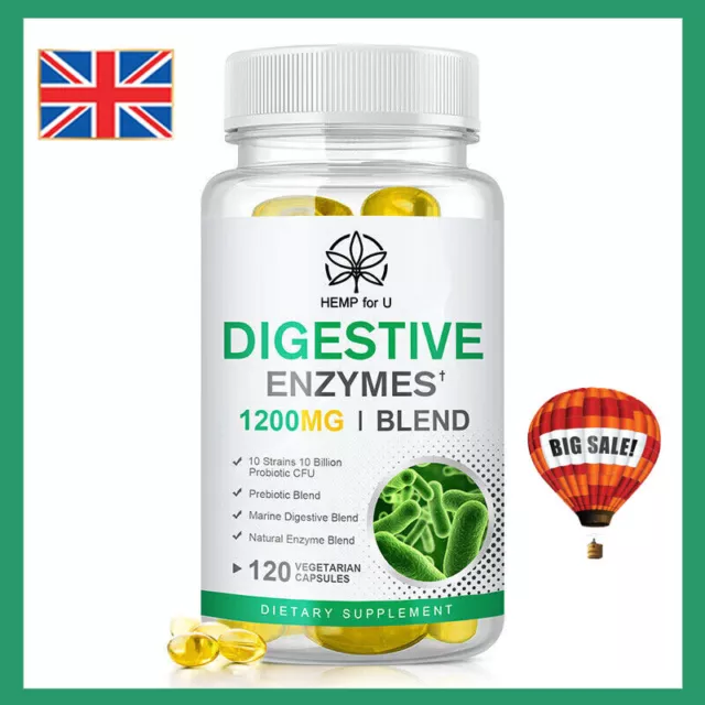 120 Capsules Digestive Enzymes Multi Enzymes Complex with Probiotics CFU 1200MG