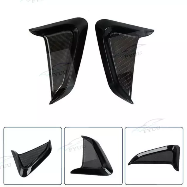 2x Universal Real Carbon Fiber Front Fender Side Air Vent Cover Trim Shark Gills