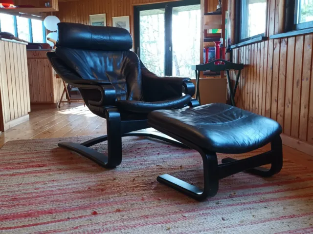 Apollo Sessel Vintage Leder Easy Chair 60er Svend Skippers & Ottomane Danish 22