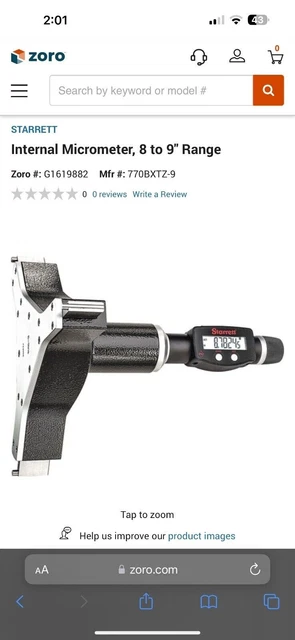 starrett micrometer 9” range