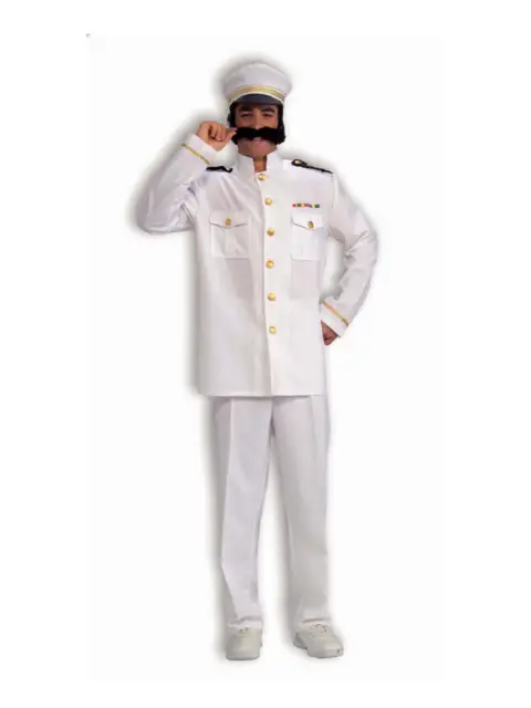 Navy Captain Costume for Adults Mens Naval Officer Dress Up Sailor Cap Roleplay