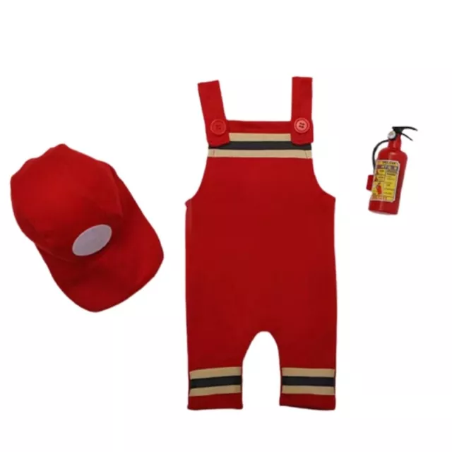 Infant Photograph Props Firefighter Overalls & Hat Shower Party Clothes