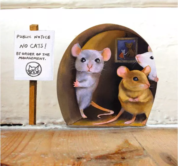 3D Mouse Hole Wall Sticker Cartoon Mouse Wall Decals Home Decor Removable