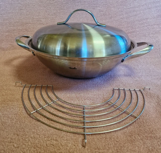 FISSLER 28 cm Wok olla de wok olla olla acero inoxidable también inducción
