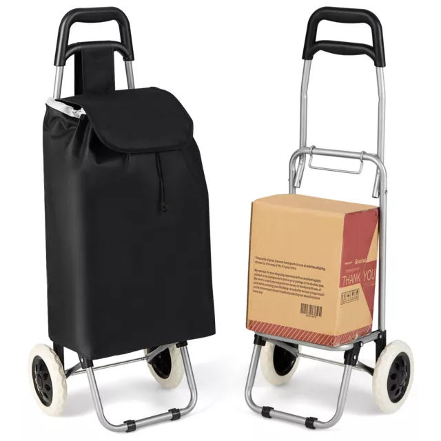 Folding Shopping Cart Trolley Dolly for Grocery w/32.8 L Capacity Removable Bag