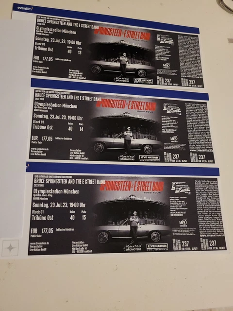 Bruce Springsteen 3 Tickets München 2023 Top Sitzplätze Block O1 beste Sicht
