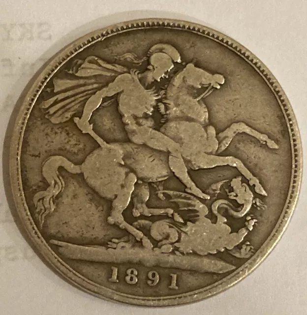 1891 Queen Victoria Jubilee Head Silver (0.925) Crown KM# 765