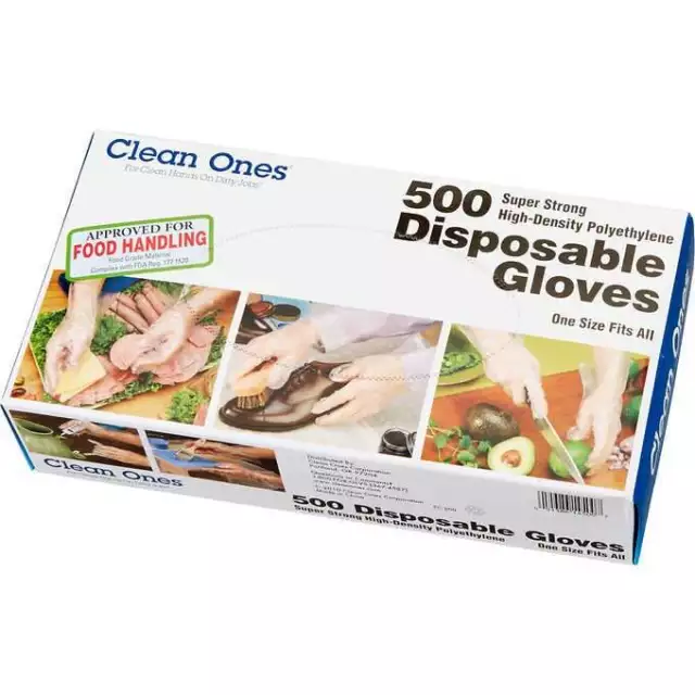 Clean Ones 500 Super Strong High-Density Polyethlylene Disposable Gloves