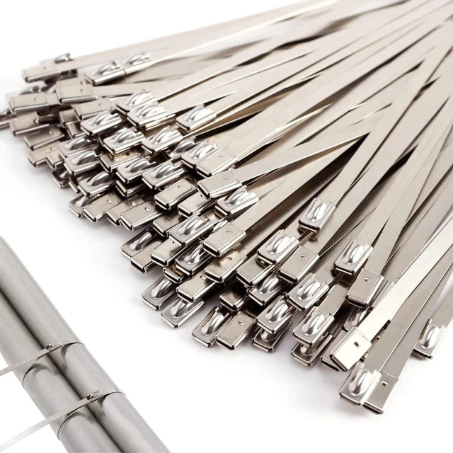 100 Pièces Attaches de câble Robustes, Collier de serrage inox en Acier