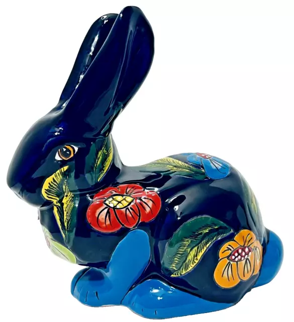 Talavera Mexican Rabbit Bunny 12" Pottery Animal  Figure Folk Art