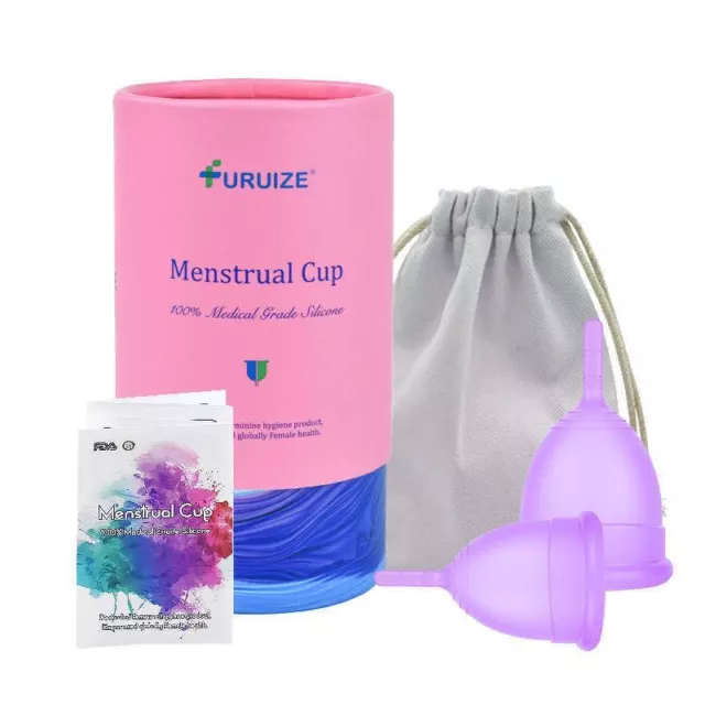 2 Menstrual Period Cups 100% Medical Silicone Eco Reusable, Free Carry Bag (2PC)