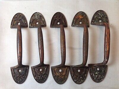 Ornate Cast Iron Copper Fancy handles door 5 pulls