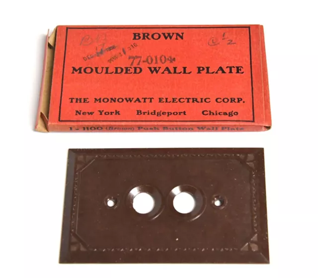 Vintage Nos Monowatt Co. Plastic Bakelite Push Button Switch Face Plate