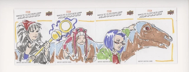 2020 Upper Deck Marvel Runaways Sketch Cards 4-Piece Puzzles 1/1 Othell Auto 0n8