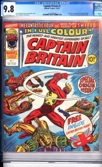 Captain Britain #1 Marvel Comics 1976 Origin 1st Appearance CGC 9.8 WHITE Pages