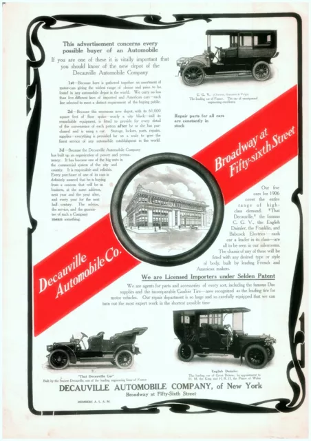 1906 European Foreign Cars France England Antique Print Ad Decauville Daimler