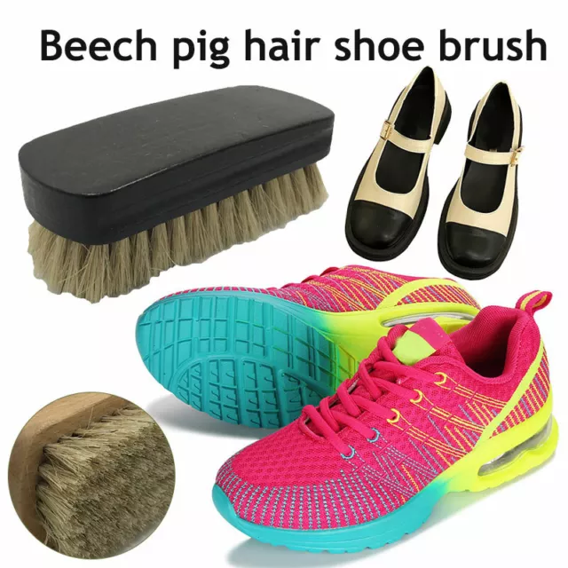 Zapatos Cepillo de limpieza Cerdas de cerdo Cepillo con mango de madera Ideal para zapatos