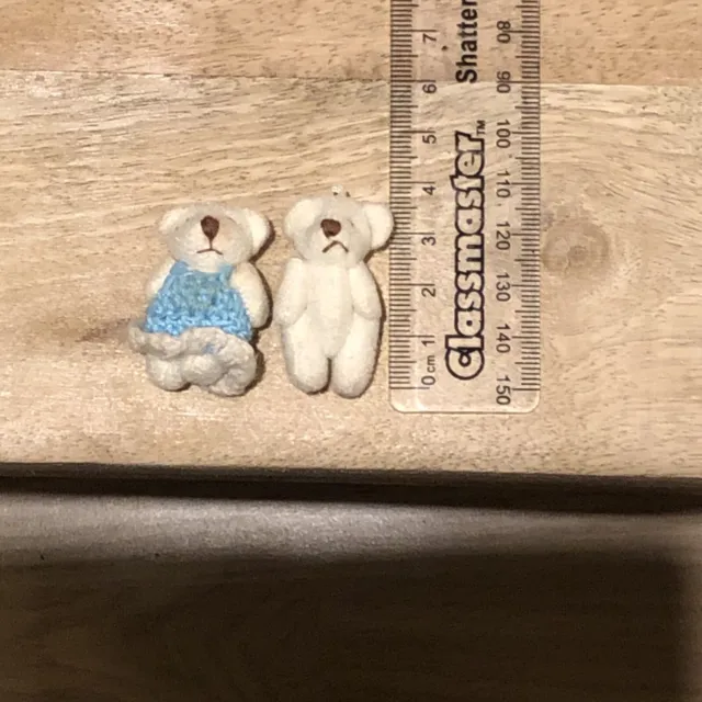 2 X Miniature teddy bears Boy And Girl In Little Bear Tin