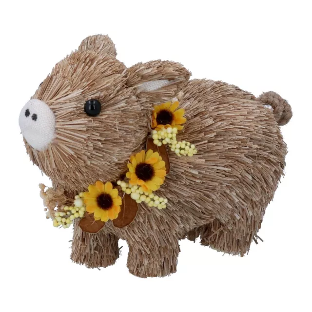 Gisela Graham Bristle Pig with Sunflowers Rustic Easter Decoration Home Decor