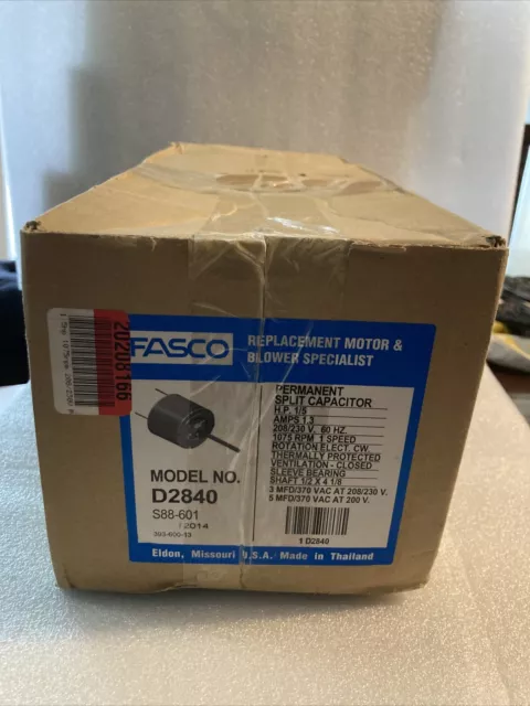 NEW-Fasco D2840 Condenser Fan Motor, H.P. 1/5, Oem Replacement Brand: Rheem/Ruud