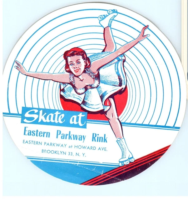VINTAGE 1940S ROLLER Skating Rink Sticker Eastern Parkway Brooklyn NY
