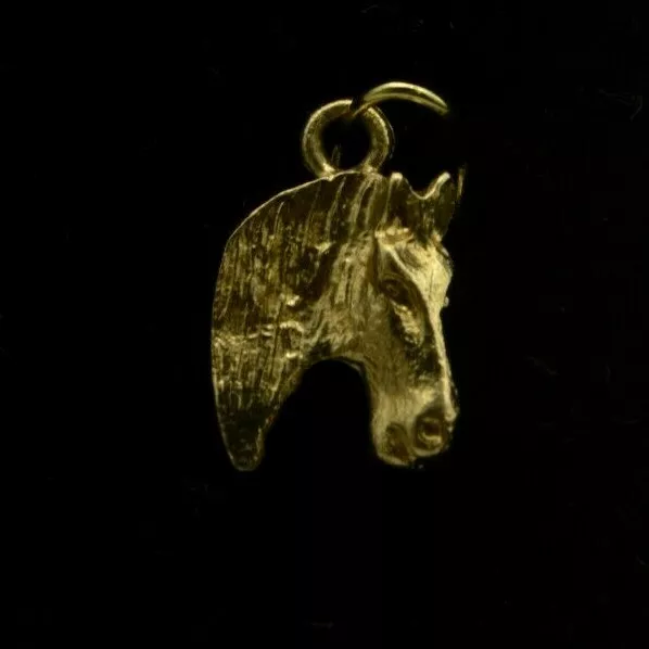 14k YELLOW GOLD   HORSE HEAD CHARM  ANIMAL ZOO PENDANT  (CH1018)