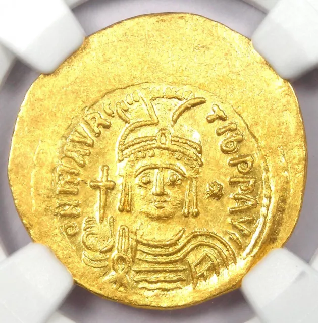 Maurice Tiberius AV Solidus Gold Byzantine Coin 582-602 AD - Certified NGC MS