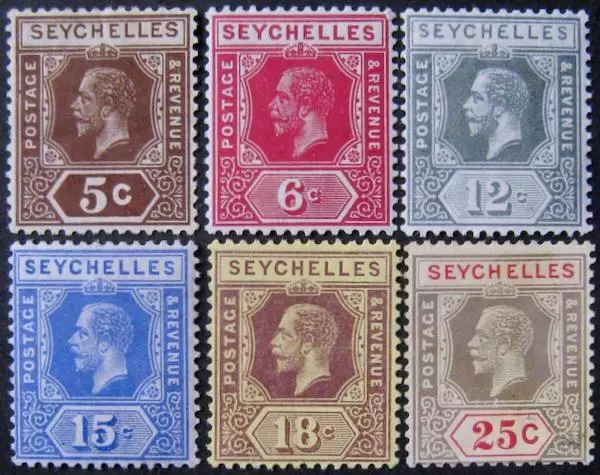 Seychelles 1917/22 GV part-set, fine m/mint. Sg.84-89.