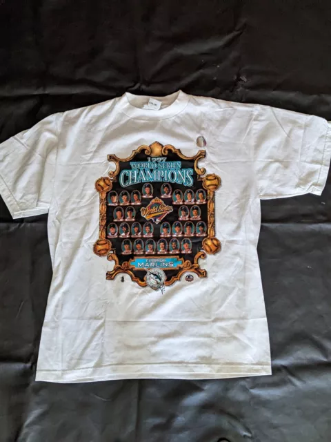 1997 Florida Marlins T-Shirt MLB Mondo Serie Champions USA Team Foto L NOS