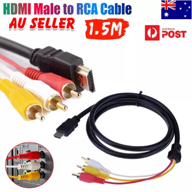 HDMI Male to 3 RCA Composite AV Audio Video Adapter Converter cable for HDTV PS3