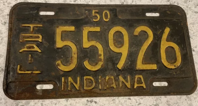 Vintage 1950 Metal INDIANA Trail License Plate Man Cave