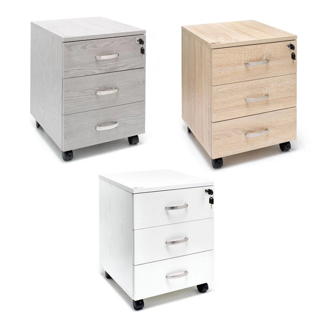 Cassettiera Optima In Legno D'Acero Con Rotelle – 4 Cassetti Con Serratura, Per Ufficio O Casa, Dimensioni 43x60x72 Cm
