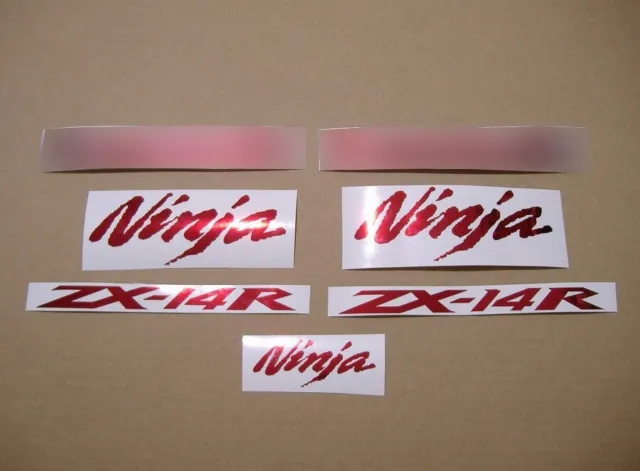 Stickers for Kawasaki ZX-14R decals set ZX14R 1400 chrome red emblems shiny kit