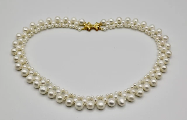 Beautiful 7 mm Japanese AKOYA Saltwater Pearl Necklace 18 kt Gold Over