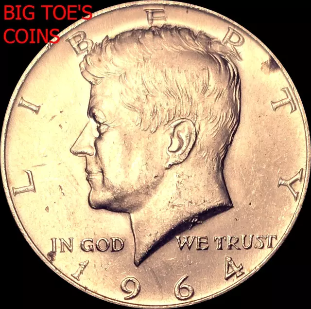 1964-D Kennedy Half Dollar 90% Silver, Very Beautiful Coin, Fast Shipping