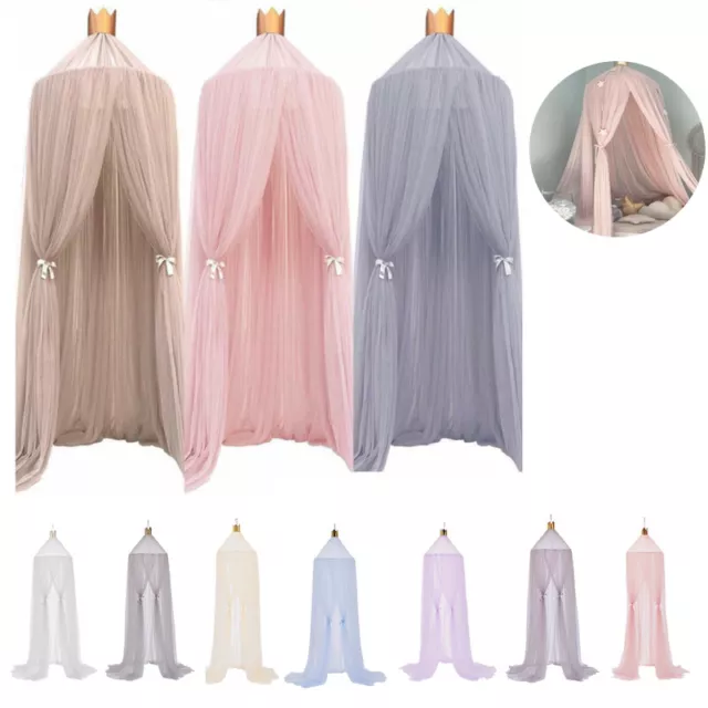 Kids Girls Bed Canopy Mosquito Net Tulle Yarn Round Dome Tent Beddroom Decor MC