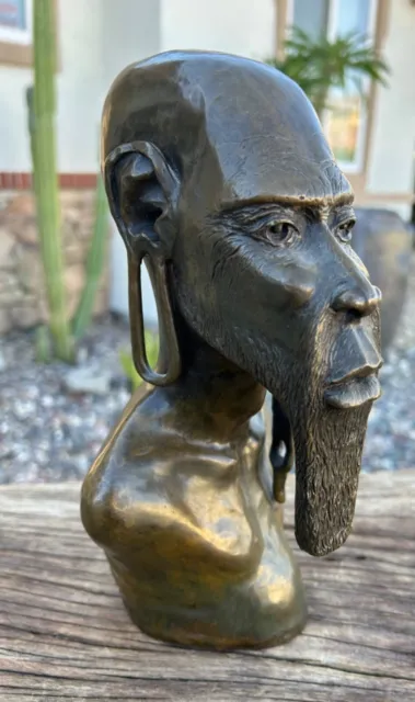 Vintage 1977 Tom Tischler Bronze Bust Sculpture Aboriginal Man ‘The Elder’