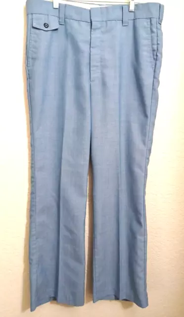 Vintage Mens 36 X 30 Pants FARAH Flare Leg Light BLUE Chambray  Disco