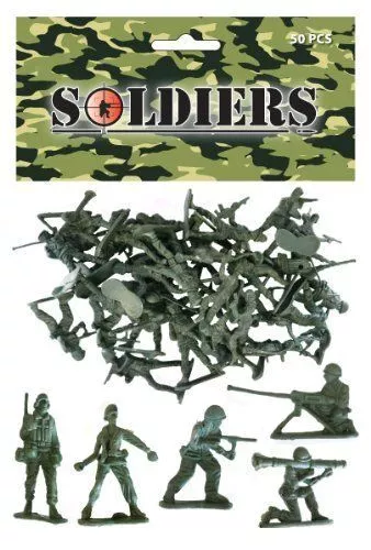 50 Pack Plastic Toy Soldiers Green Army Military War Games Loot Party Bag Filler