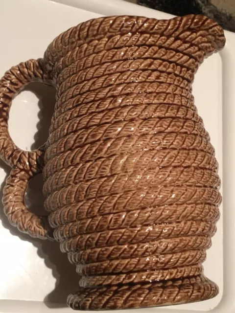 Vintage Rope Vase Govancroft Glasgow Jug Pitcher Vase Stoneware Double Handle