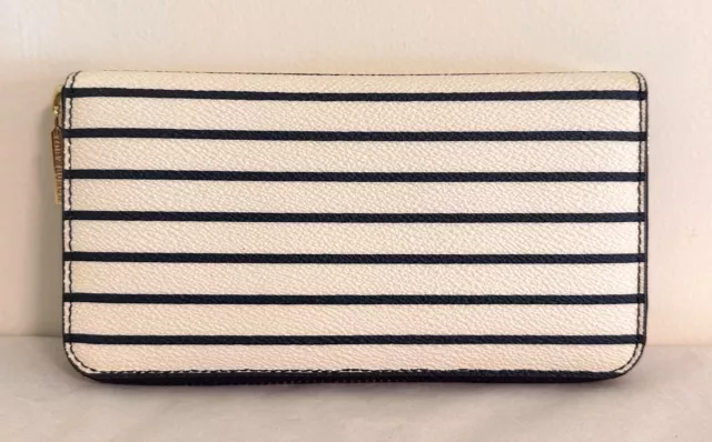 Tory Burch Robinson Navy Fleet Stripe printed zip Continental Wallet 2