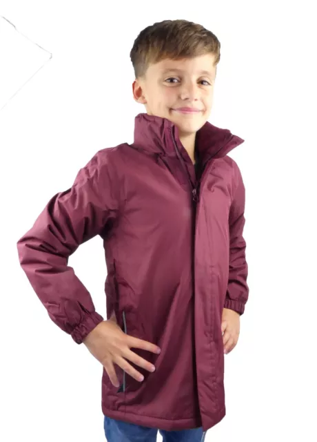 Kids Waterproof Regatta Jacket Fleece Lined Burgundy Hood Ideal For School