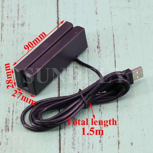 Magnetic Stripe Swiper Magstripe Swipe Credit Card Reader 1/2/3 Tracks PVC USB.