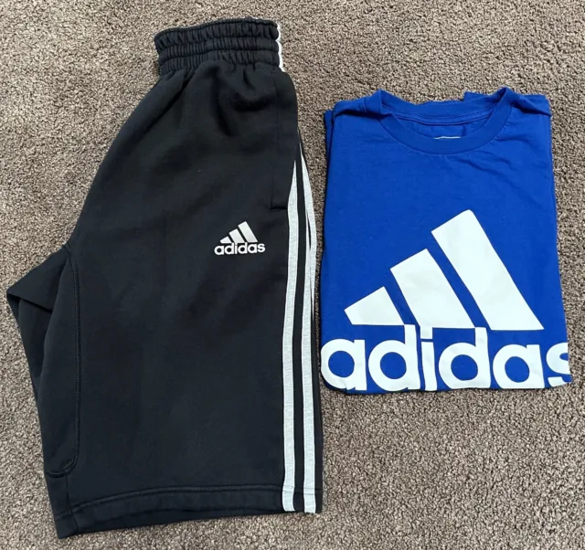 Adidas 3-Stripes Black & White Sweat Shorts -Size S, Royal Blue, Medium, Logo