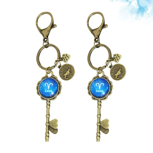 2 Pcs Hanging Keychains Pendant Keychain Keys Pendants Metal Button 8