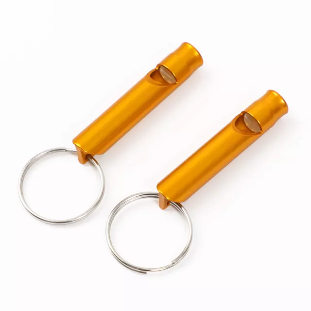 Pet Dog Puppy Cat Pocket Mini Safety Training Sound Whistle Keychain Yellow 2pcs 3