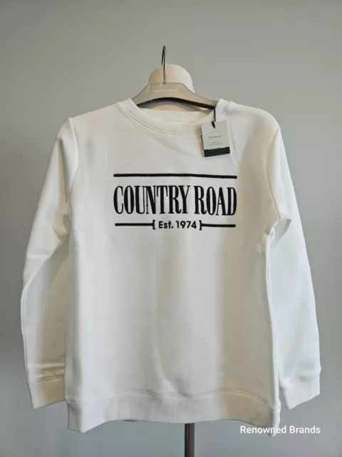 Country Road Unisex Girl Boys White Navy Heritage Logo Sweater Size 10 Bnwt $59.