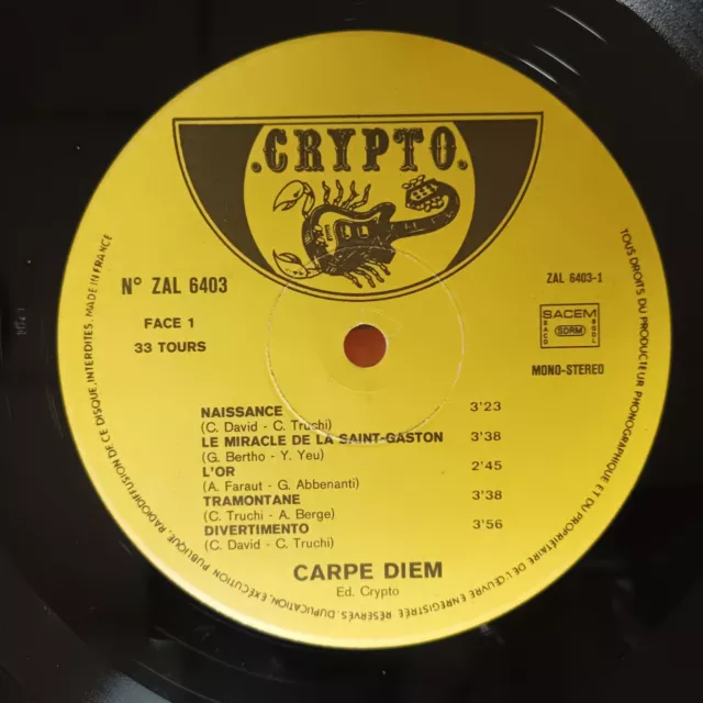 Carpe Diem - Cueille Le Jour [1977] LP de vinilo electrónico rock progresivo Francia 3